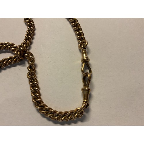 392 - Hallmarked 9ct gold watch chain - 46gms total