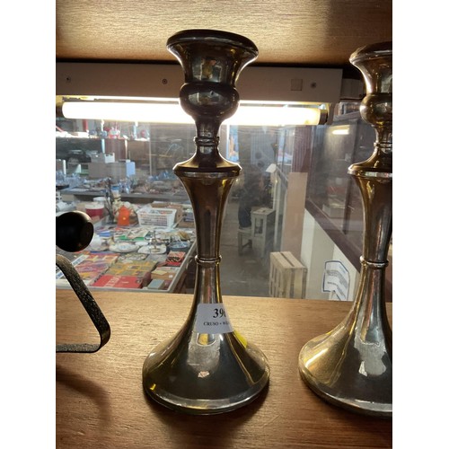 396 - Pair of silver hallmarked candle sticks a/f