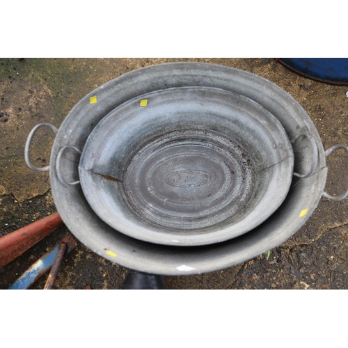 24 - 2 x small galvanised baths