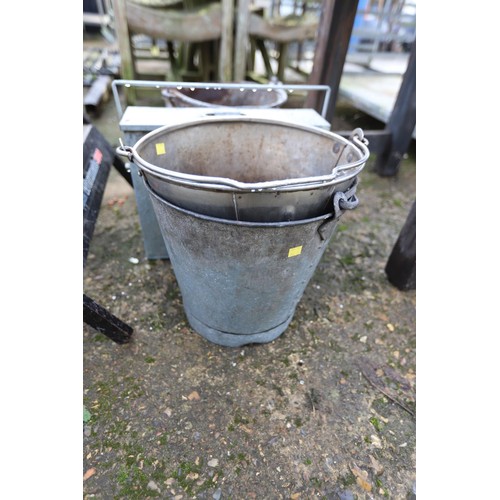 47 - Qty of galvanised buckets and Ash canister