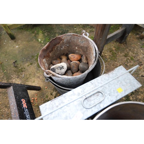 47 - Qty of galvanised buckets and Ash canister