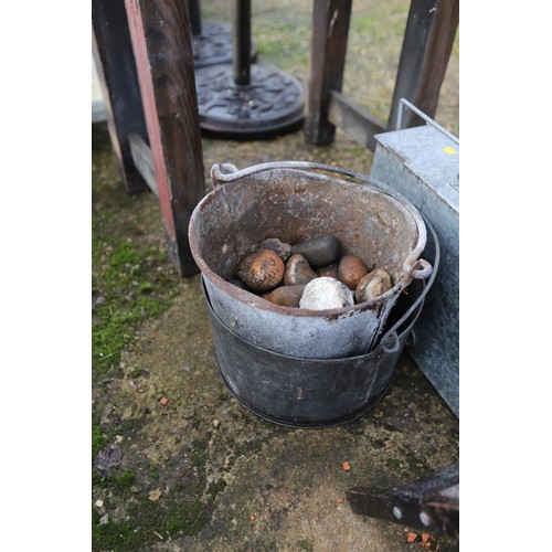 47 - Qty of galvanised buckets and Ash canister