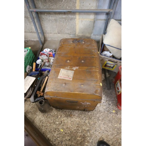 113 - 2 x antique metal trunks