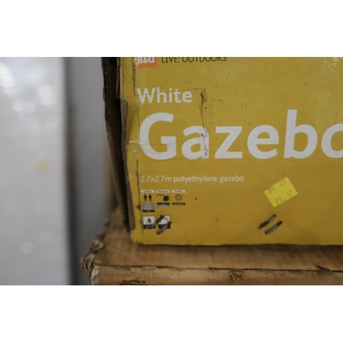 115 - White gazebo 2.7 x 2.7 m in box