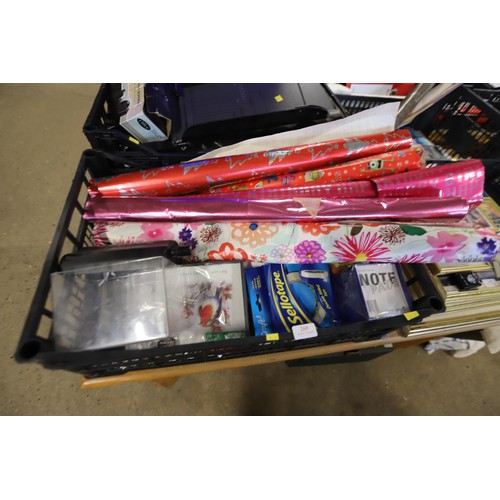 269 - 2 crates of stationery, greetings cards, paper, etc