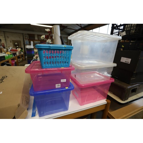 270 - Qty of storage boxes with lids & others