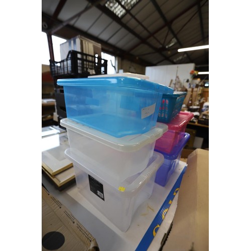 270 - Qty of storage boxes with lids & others