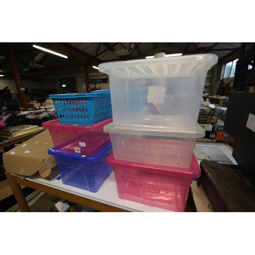 270 - Qty of storage boxes with lids & others