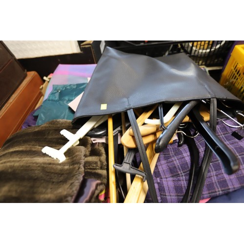 274 - Qty of ladies clothes, shoes & coat hangers