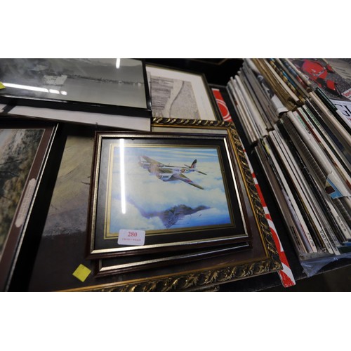 280 - Qty of framed prints, painting, pictures