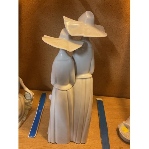 383 - Lladro nuns in white gloss figurine AF