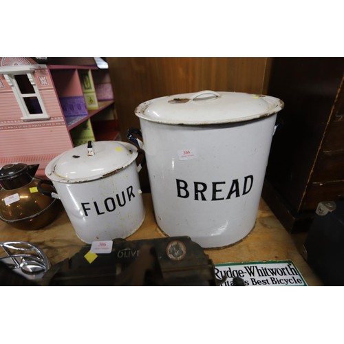 305 - Bread & flour bins, enamel