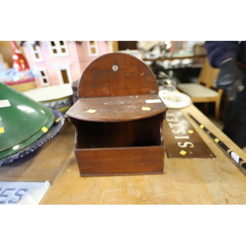 315 - Small antique mahogany hanging wall shelf with storage compartment