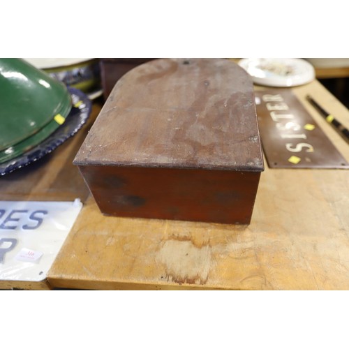 315 - Small antique mahogany hanging wall shelf with storage compartment