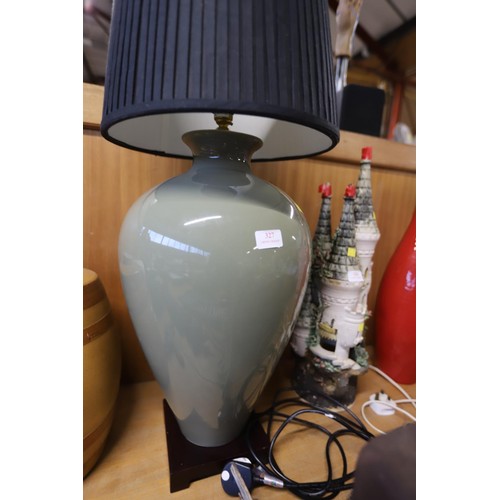 327 - Large lamp with shade - warranted until 12 noon Tuesday following the above sale