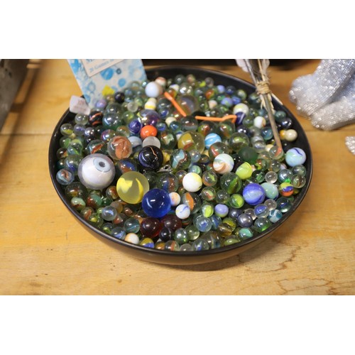 329 - Bowl of marbles & booklet