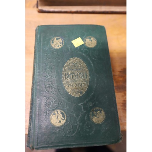 332 - 19th century Pilgrims progress & John Bunyan's work in large print volume with notes & 2x Boys Own b... 