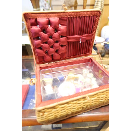 344 - Sewing baskets with contents & tapestry frame