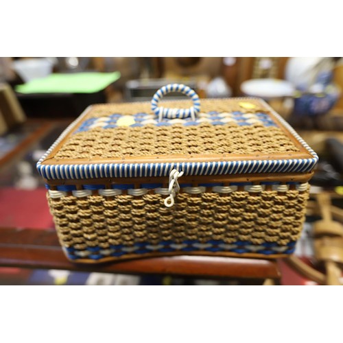 344 - Sewing baskets with contents & tapestry frame