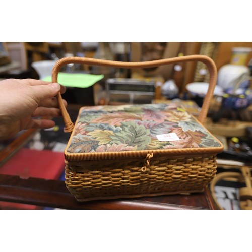 344 - Sewing baskets with contents & tapestry frame