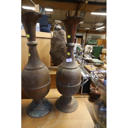 373 - Pair of tall copper vases