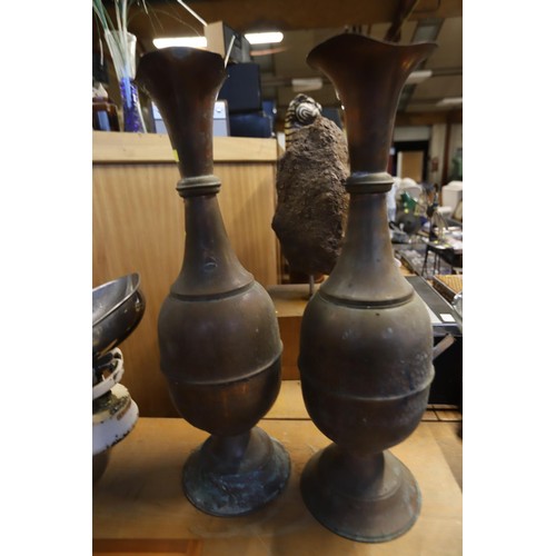 373 - Pair of tall copper vases