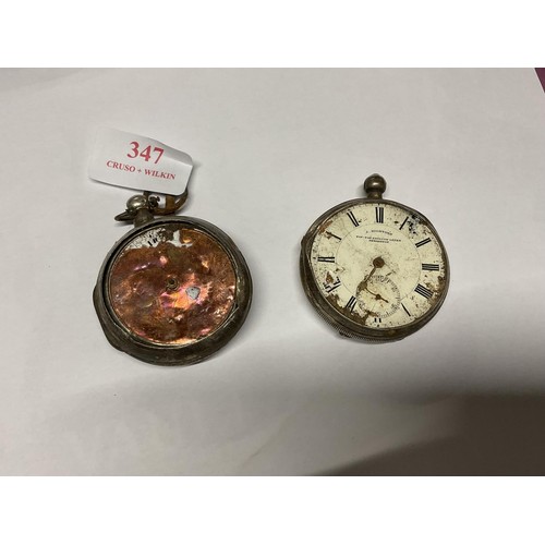 347 - 2 silver cased pocket watches a/f