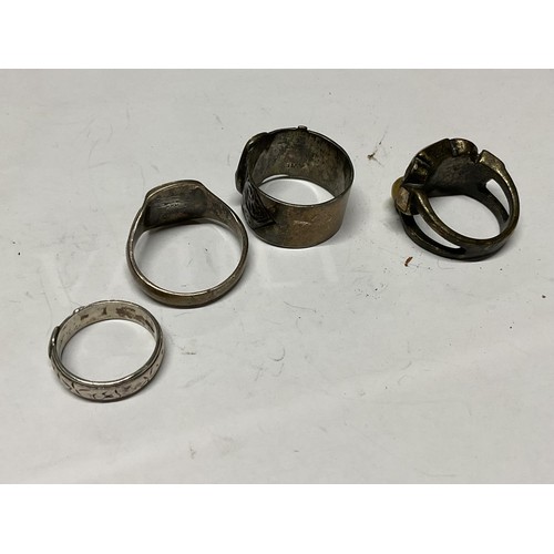 362 - 4 mixed rings, inc silver