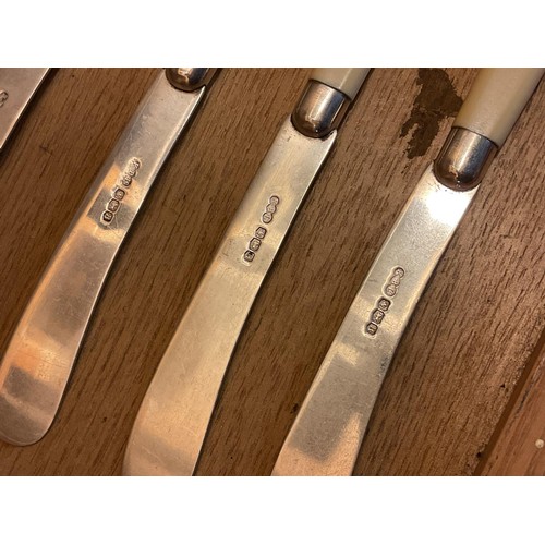 407 - Set of six silver hallmarked blade butter knives