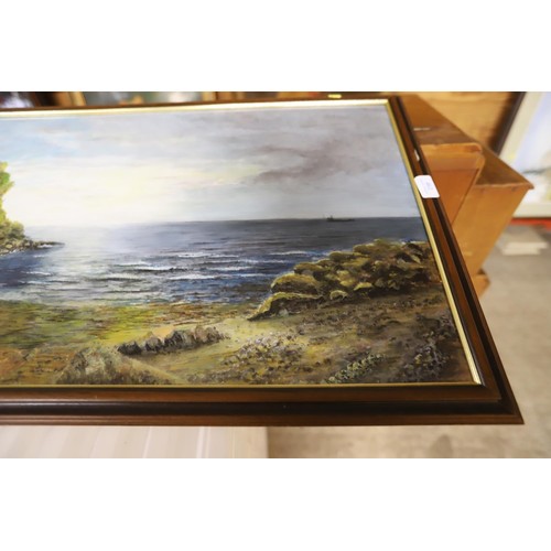 484 - Framed painting seascape, signed L Peers 1989