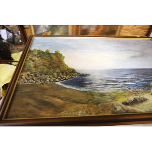 484 - Framed painting seascape, signed L Peers 1989