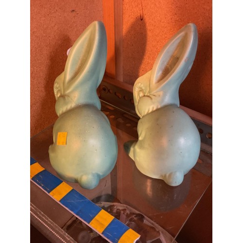 425 - 2 Sylvac style light green rabbits, reg no.s 8069/808977