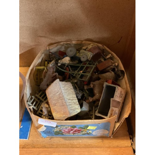 428 - Box of vintage farm toys, etc