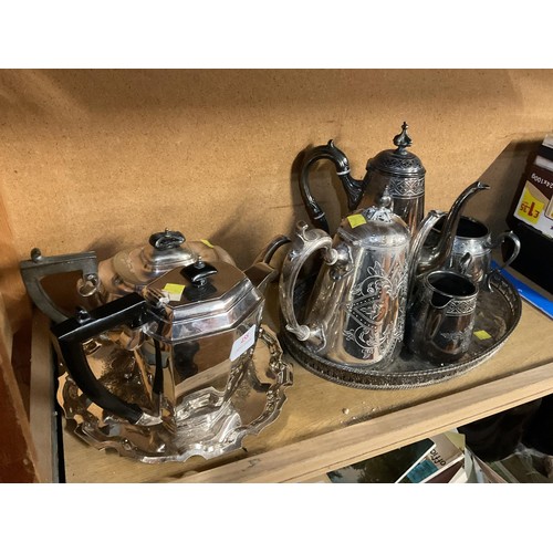 458 - 2 x trays of silver plated tea & coffee pots/jugs