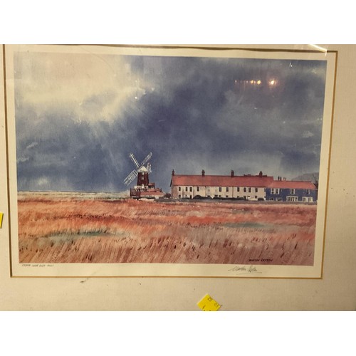 485 - Framed print-storm over Cley mill-by Martin Sexton