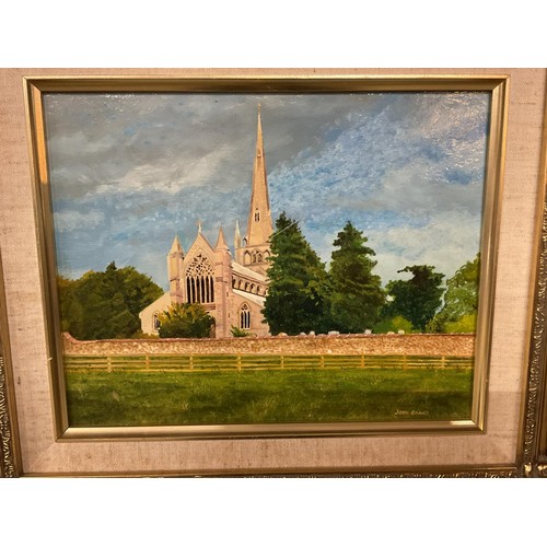 493 - Oil on board Saint Mary's church Snettisham by john banks