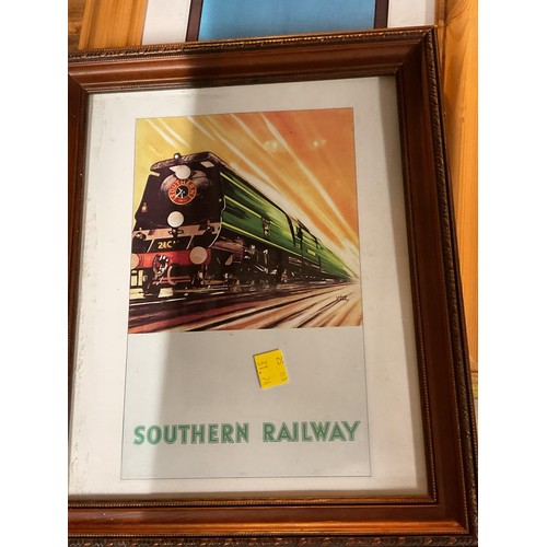 506 - Framed railway advertising prints & books