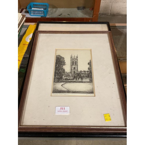 511 - 2 early 20th century etchings of Oxford