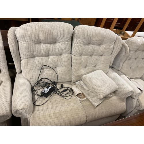 548 - Electric 2-seater sofa & 2 reclining chairs - warranted until 12 noon Tuesday following the above sa... 