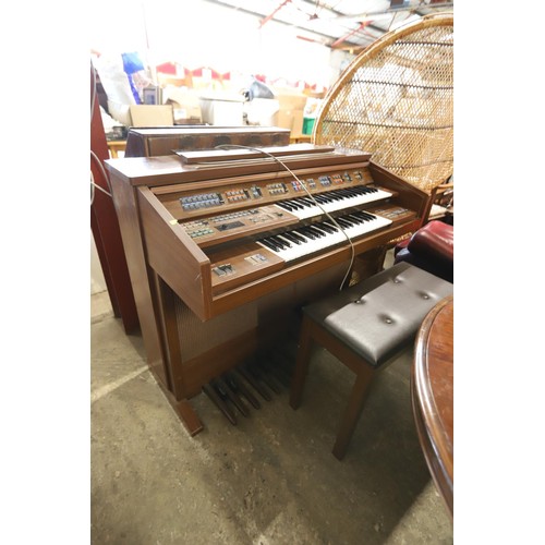 591 - Yamaha organ & stool - to be rewired by a qualified electrician