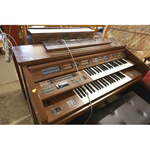 591 - Yamaha organ & stool - to be rewired by a qualified electrician