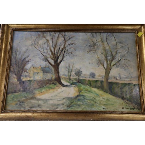 145 - 3 vintage oil paintings country scenes (2 signed)