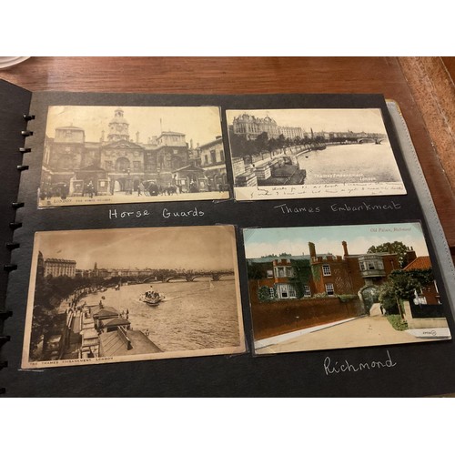 403 - Postcard album of early 1900 London scenes, incl examples of suburbs now well developed