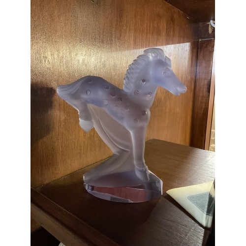 406 - Signed glass horse