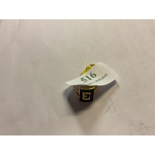 416 - Gold mourning ring 'e' mono