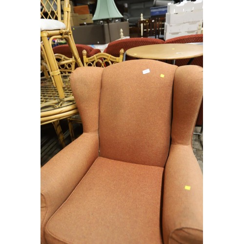 550 - Orange wing back chair