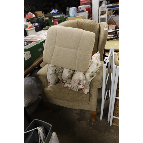 553 - Easy chair & footstool with 4 cushions