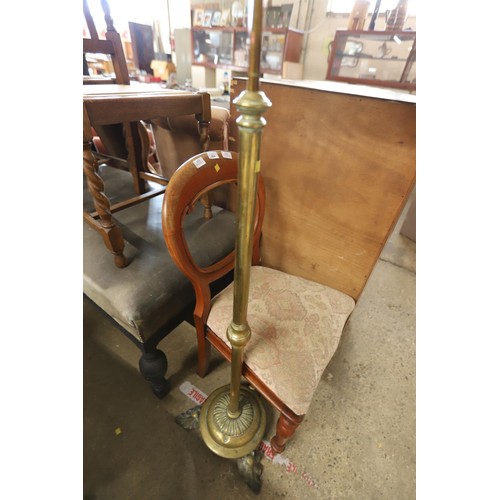 597 - Brass telescopic lamp stand - to be rewired by a qualified electrician