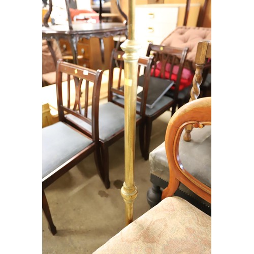 597 - Brass telescopic lamp stand - to be rewired by a qualified electrician