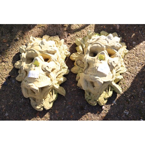 37 - 2 x small skull garden ornaments